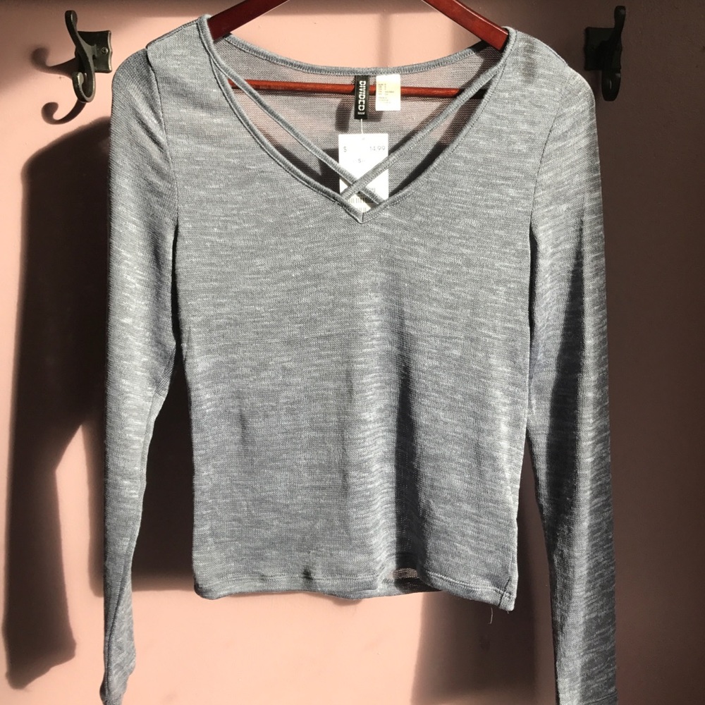 Blue-grey sheer top