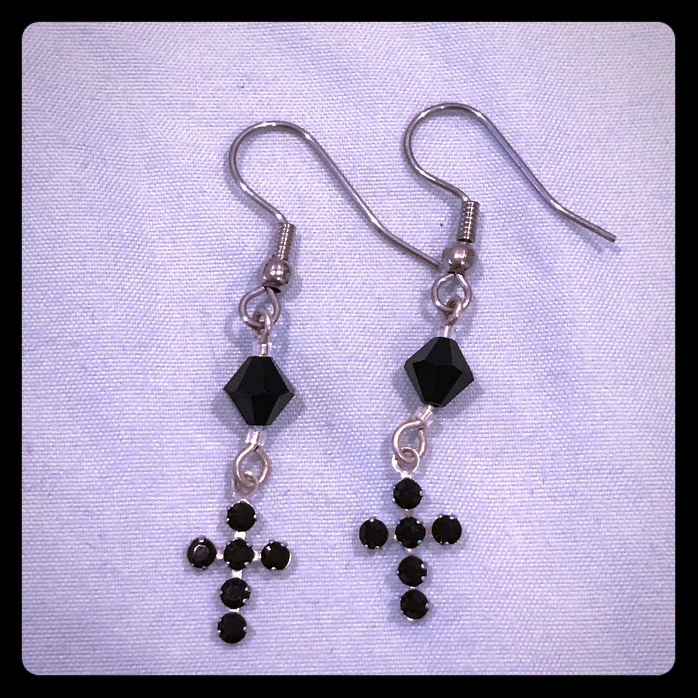 Designer Swarovski Crystal Cross Earrings
