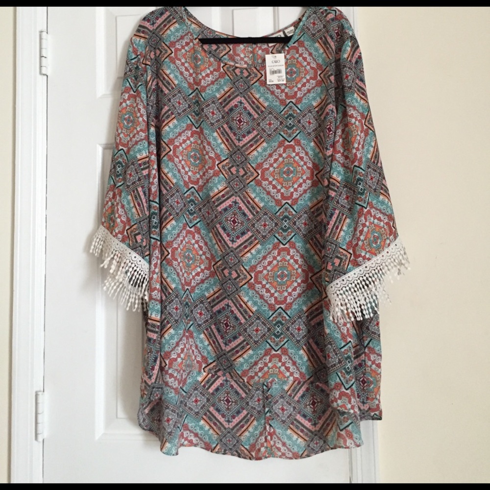 Aztec/Tribal Printed Hi-Lo Top