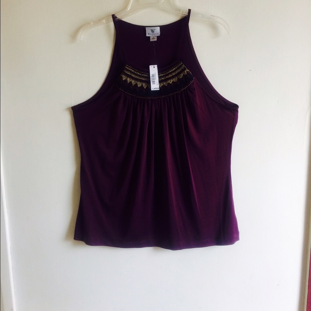 NWT WORTHINGTON Spaghetti Strap Top Sz L Beaded