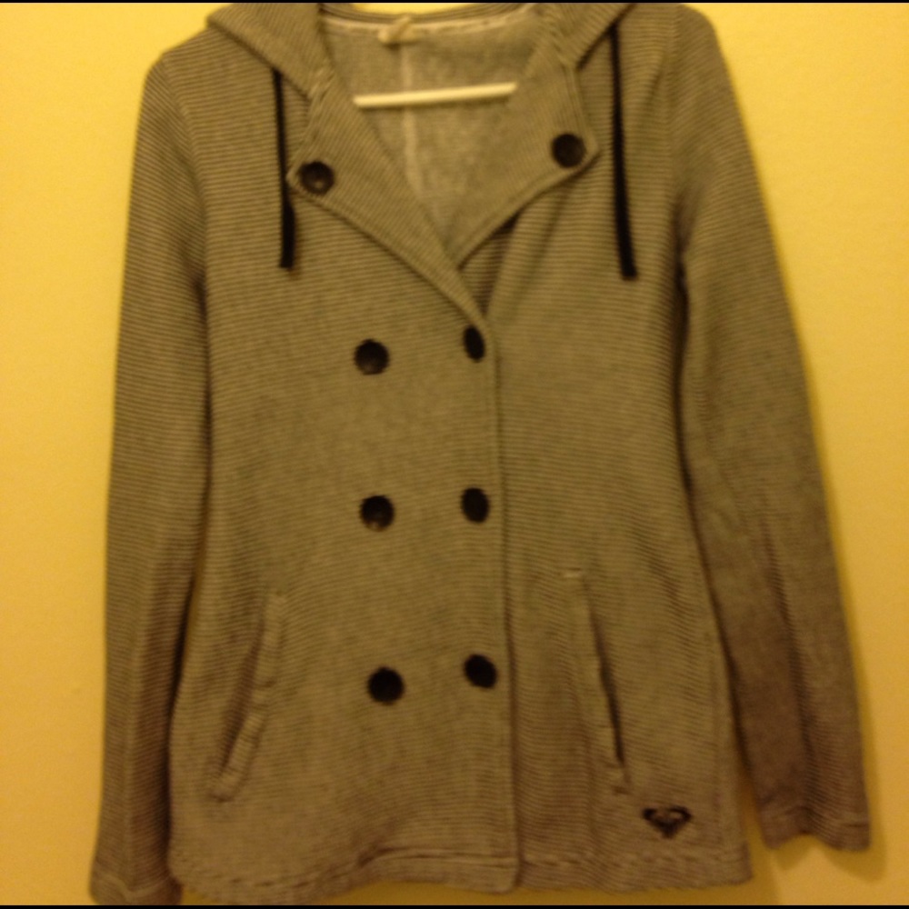 Black and white stripe peacoat style hoodie