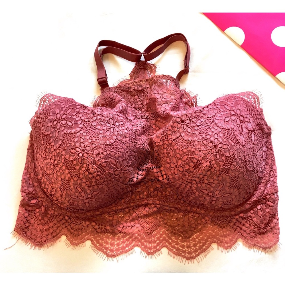 PINK High Neck Lace Bralette
