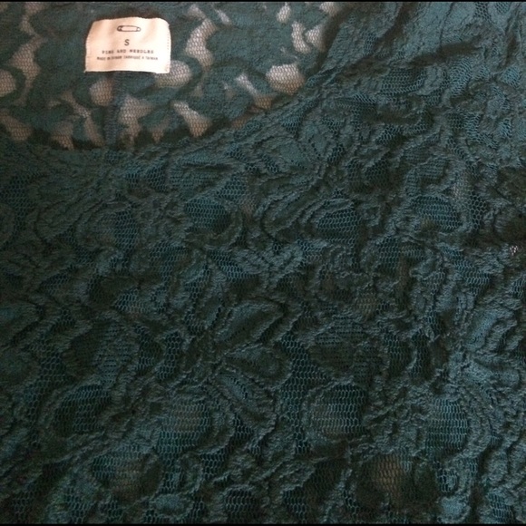 NEW Urban Outfitters Pins Needles Green Lace Top - Picture 2 of 3