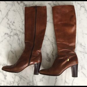 SALVATORE FERRAGAMO BROWN LEATHER BOOTs