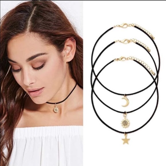 Jewelry - 5 for $25 Three chokers sun moon star