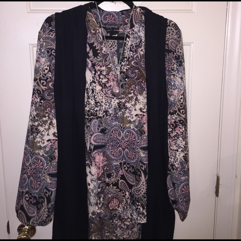 High-low, Long sleeve blouse.