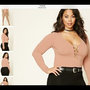 Forever 21 Plus, Mauve Plunging Bodysuit, Sz. 0X
