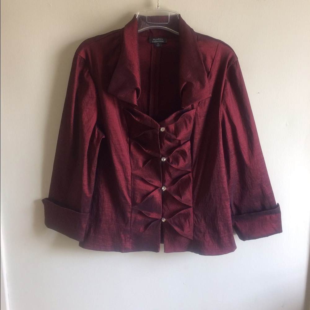Elegant Stylish Blouse W/ Faux Diamond Buttons DRESSBARN.