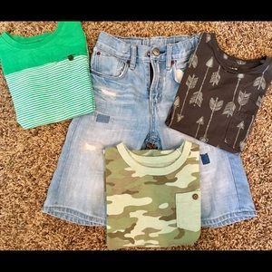 Boys 5T gap/old navy shirts, H&M distressed short