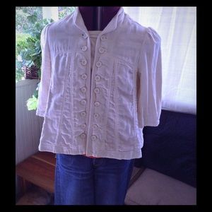 Anthropologie, cream cotton jacket