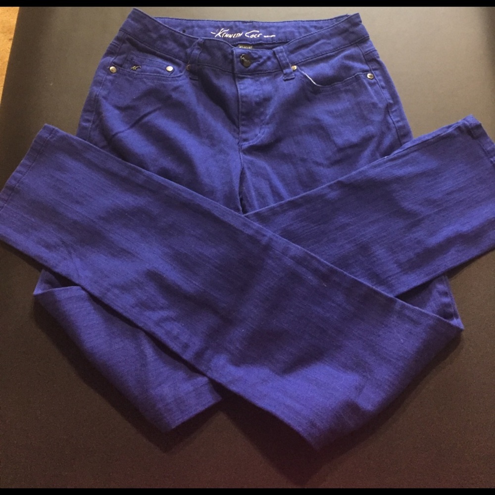 Blue stretchy elasticity pants