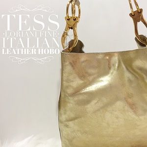 Fine Italian Leather Hobo ~ Metallic Gold