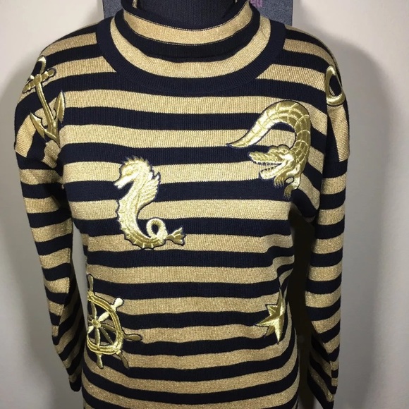 🚫SOLD🚫 Escada Gold and Black Turtle Neck - Picture 1 of 3
