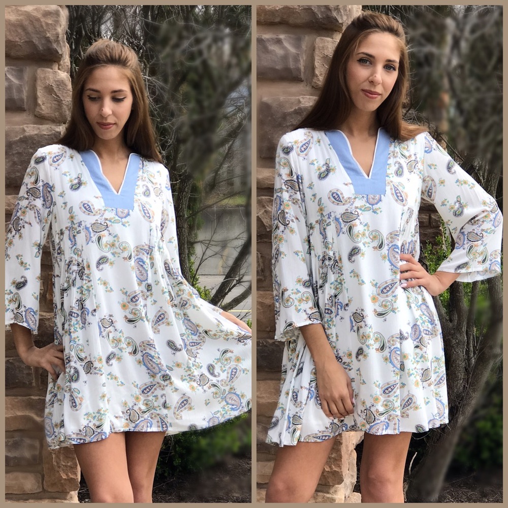 CLEARANCE! 🌸Ivory Floral Vintage Print Dress - Picture 2 of 5