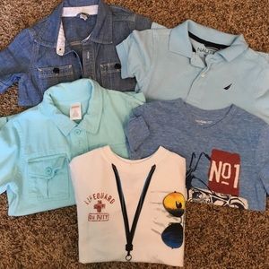 Lot of 5 name brand boys size 4 shirts. EUC