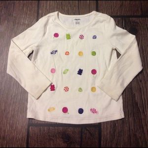 Gymboree White Candy Designed Long Sleeve Shirt