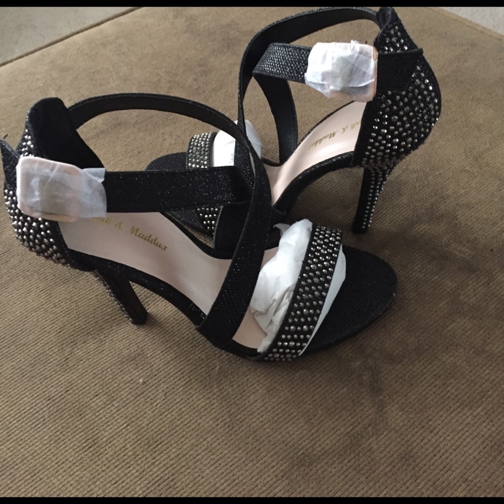 Black strappy stud detail heels