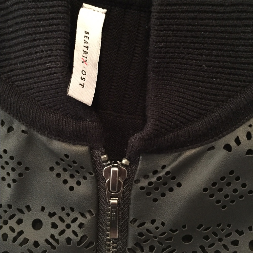Beatrix OST perforated vegan leather bomber jacket