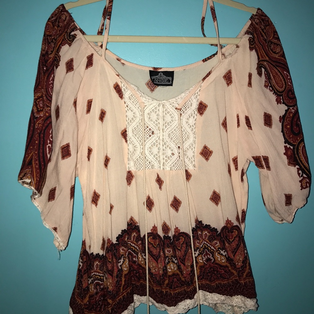 flowy tribal "off the shoulder" blouse