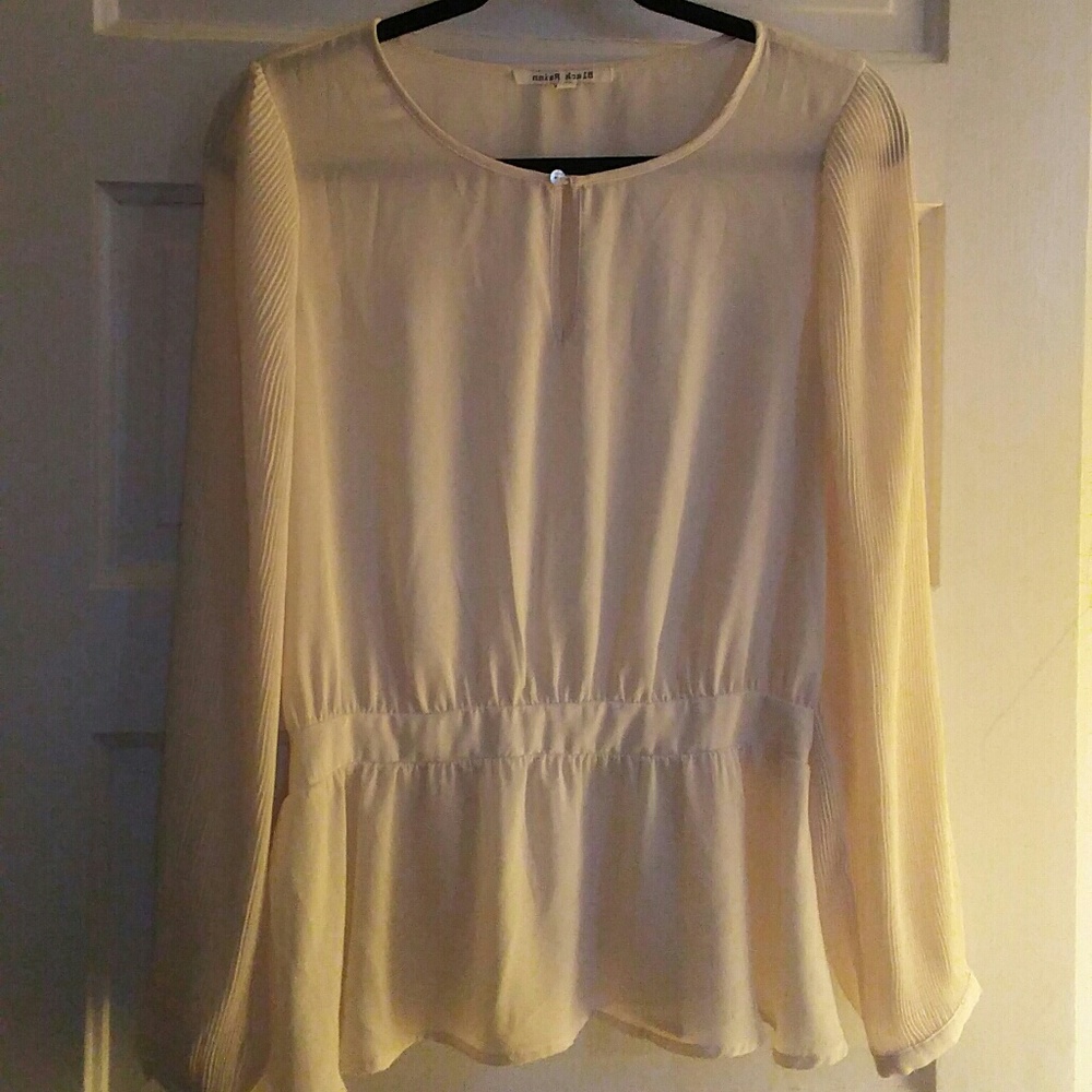 Black Rainn Brand sheer cream colored blouse!