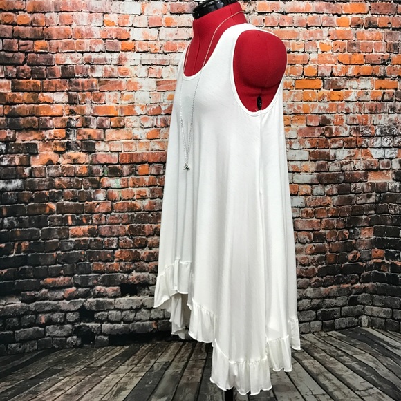 HP! Sleeveless Ivory Ruffle Hem Knit Tunic - Picture 3 of 10