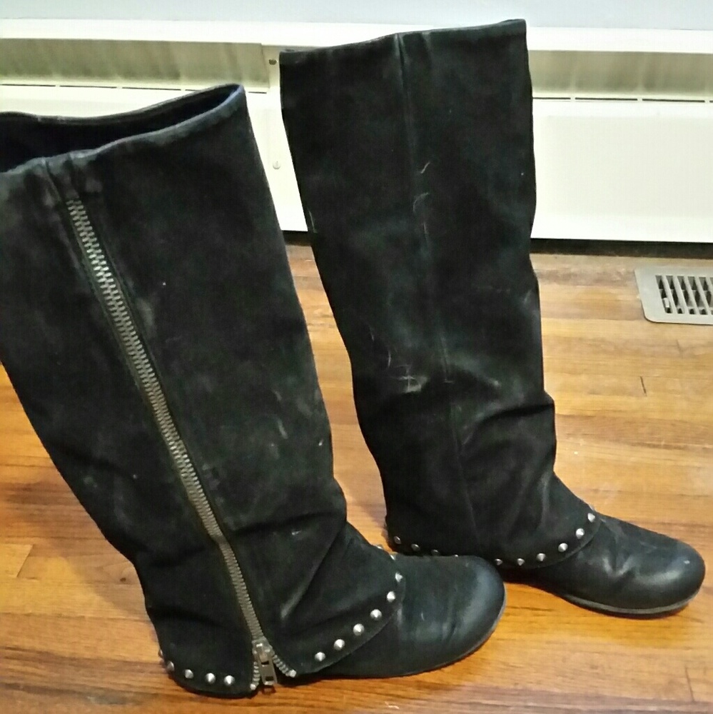 Call it Spring black "suede" boots