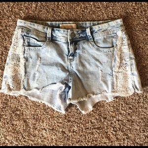 White wash denim shorts
