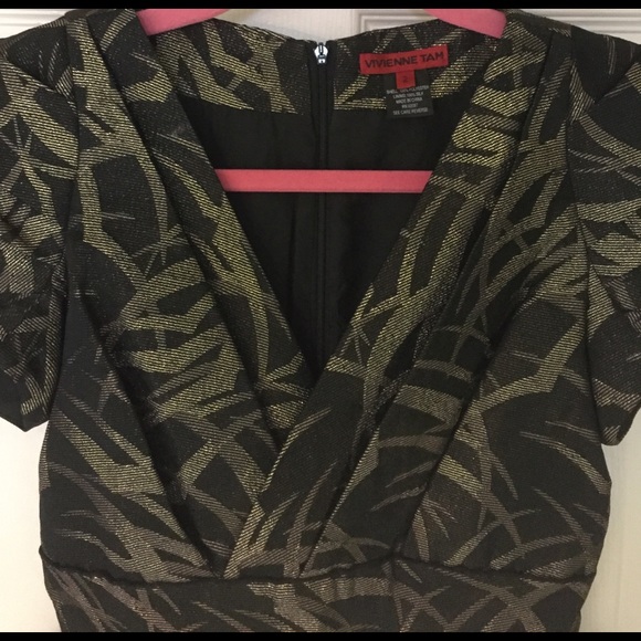 Vivienne Tam Black Gold Bamboo Print Dress - Picture 3 of 8