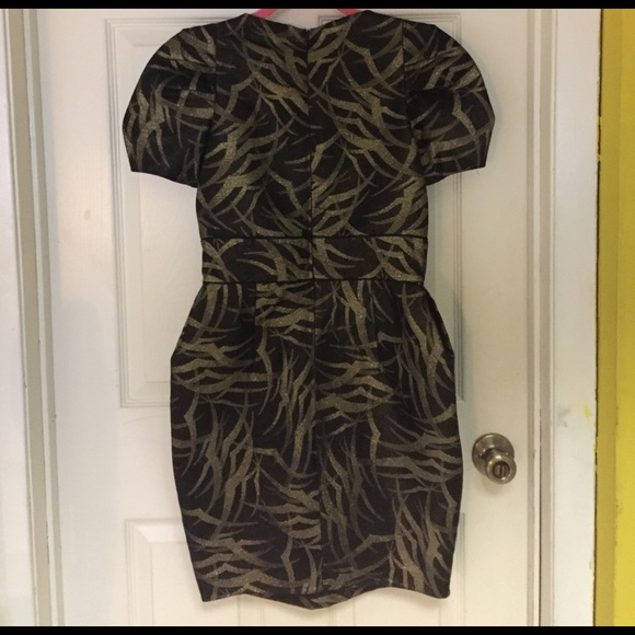 Vivienne Tam Black Gold Bamboo Print Dress - Picture 4 of 8