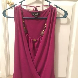 Fuchsia sleeveless blouse