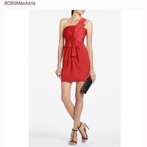 Bcbg red silk one shoulder dress