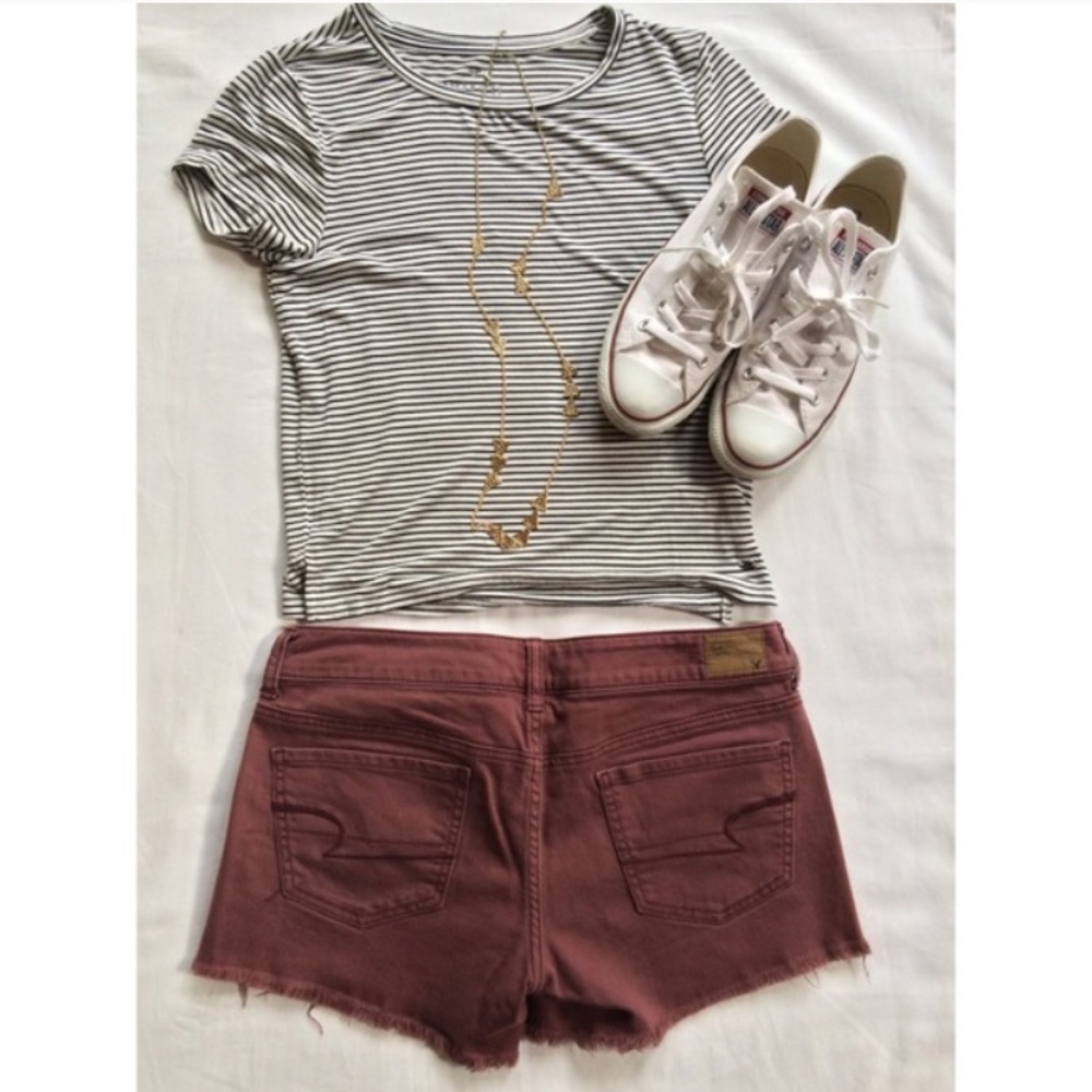 Dark red Midi AE shorts