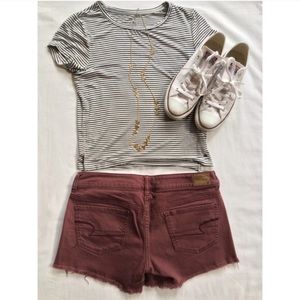 Dark red Midi AE shorts