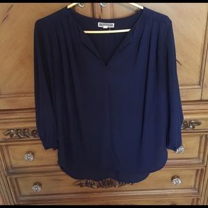 Navy blue V-neck blouse