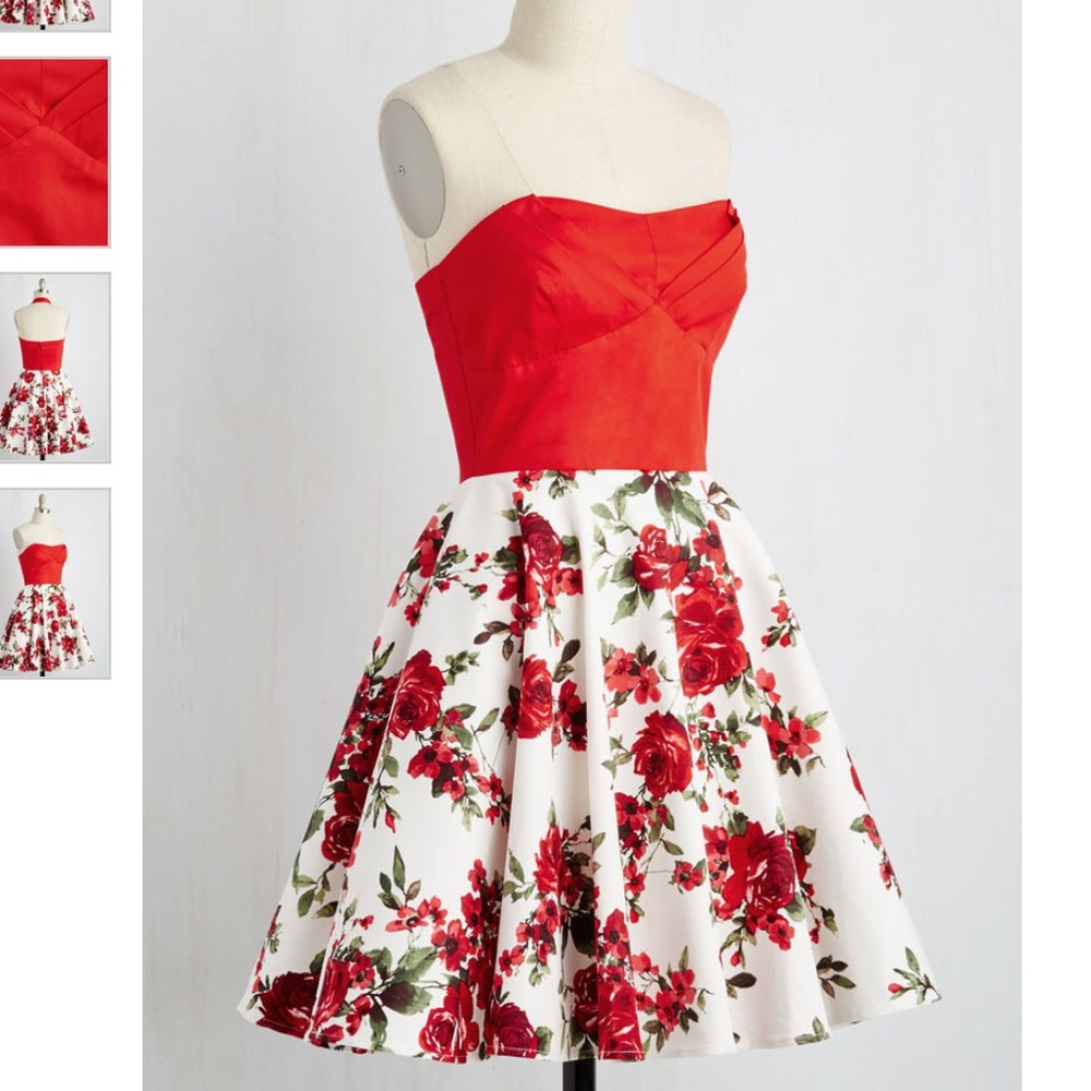 Traveling Cake Pop Truck Dress in Crimson Bouquet