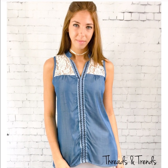 🌸Denim & Lace Top - Picture 6 of 6