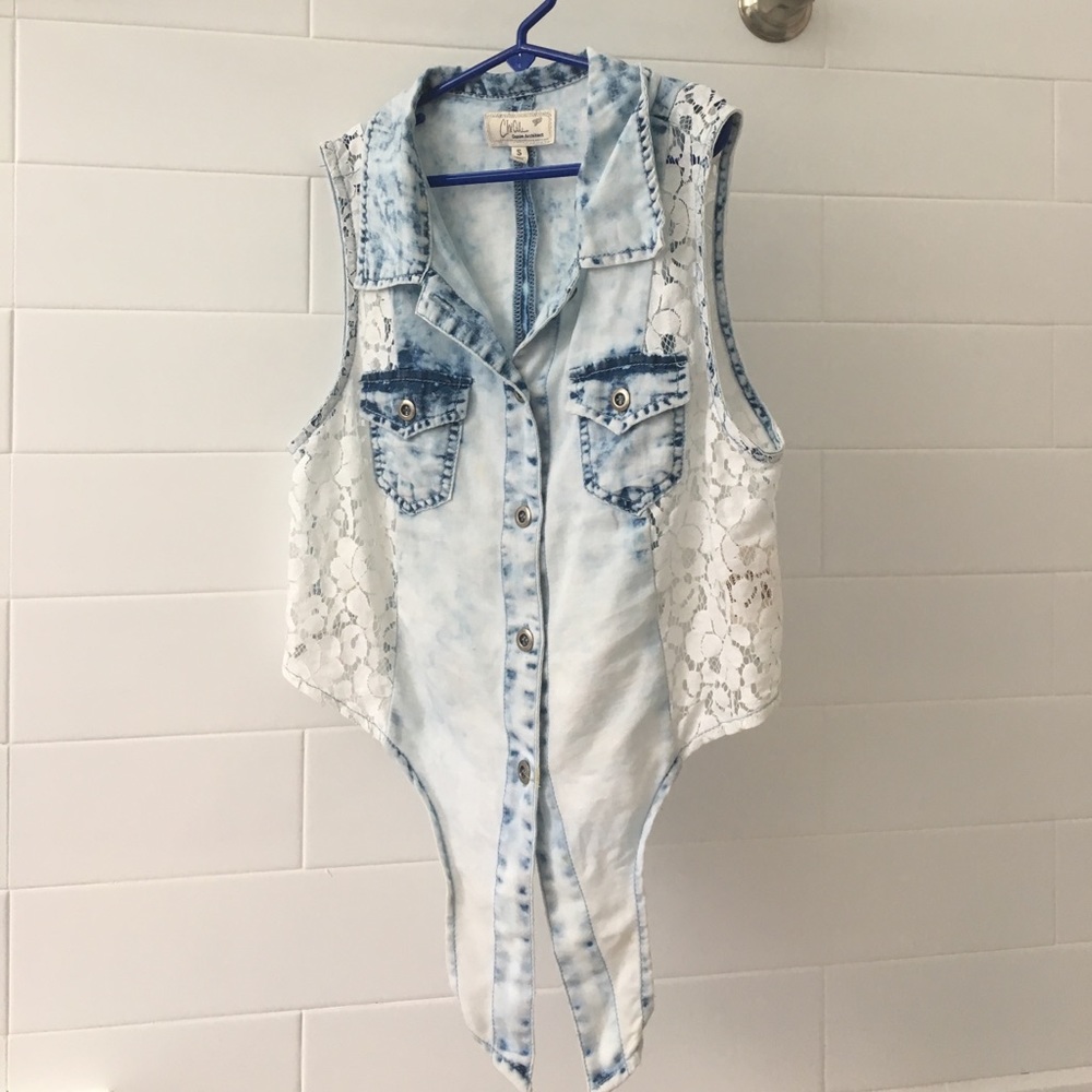 Chloe Denim Architect Tie Up Top