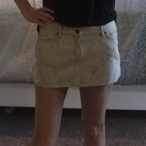 AllSaints Distressed biege Jean mini skirt