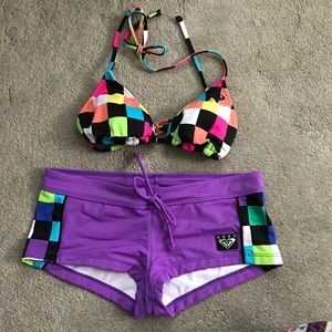 Roxy bikini top and boyshort bottom