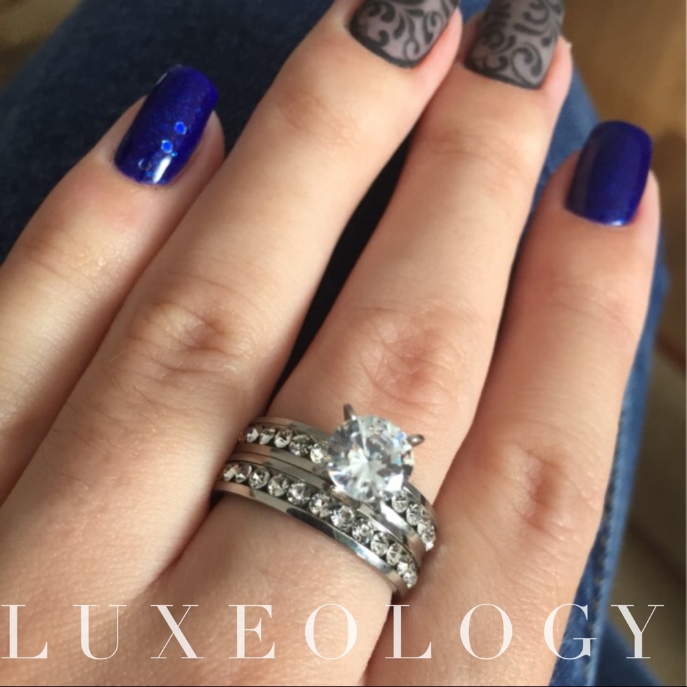 "Chance" Round Cut Eternity Bridal Ring Set