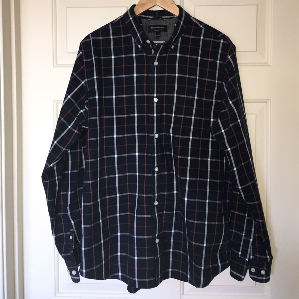 Plaid Button-Up, Slim Fit Shirt