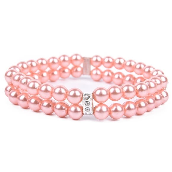 Dog Cat Collar Rose Pink Pearls - Picture 2 of 3