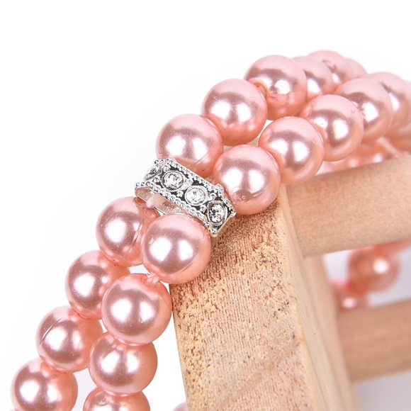 Dog Cat Collar Rose Pink Pearls - Picture 3 of 3