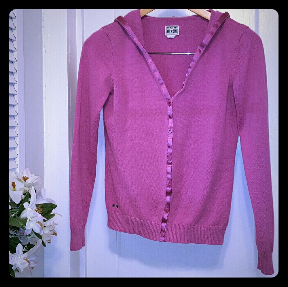 Converse light pink cardigan hoodie Medium