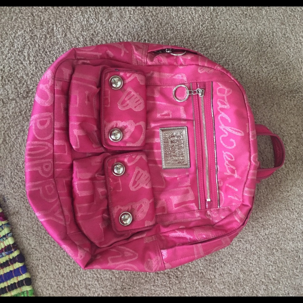 Hot pink Coach Backpack