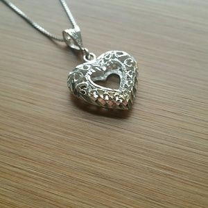 Sterling Silver filigree heart necklace