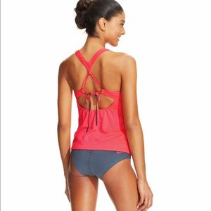 crisscross racerback tankini top and bikini bottom