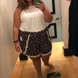 Blouse and floral shorts