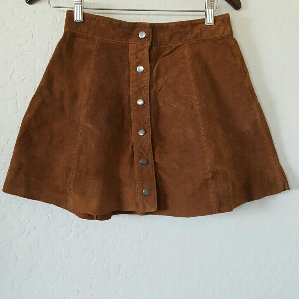 Leather button up skirt