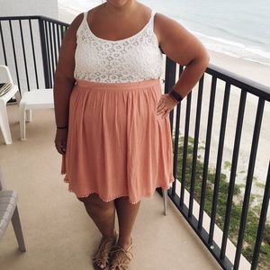 Coral and white dress